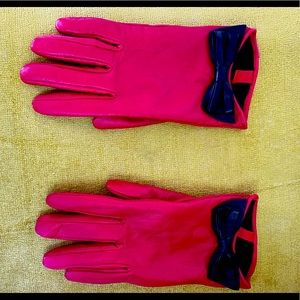 White House Black Market Red Leather Gloves